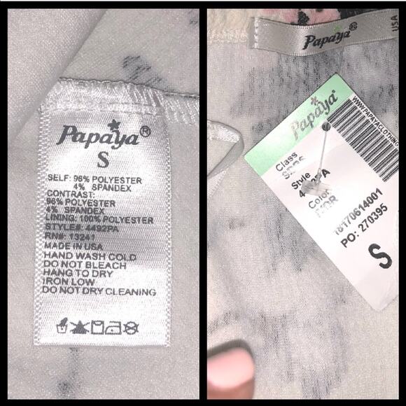 Papaya Strapless Sweetheart Floral Mini Dress Formal Dress Pink & Black Small - Picture 4 of 6